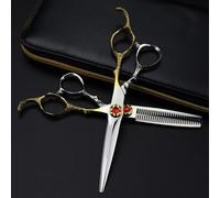 6 Inch Professional Hair Cutting Scissors - Japan 440c Barber Shears for Thinning & Texturizing - Upscale Snake Cut Hairdresser Tools Set with Bag