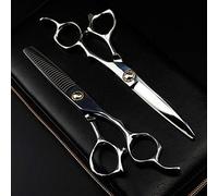 6 Inch Professional Hair Cutting Scissors Set - Japanese 440c Steel Barber Shears, Curved Thinning & Hairdressing Scissors for Precision Cutting & Styling Set with Bag