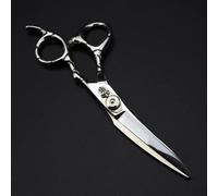 6-inch Professional Hair Cutting Shears - Premium 440c Steel Curved Scissors for Hairdressing, Thinning, and Barbering - Silver Hair Cutting Tools