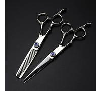 6 Inch Professional Left Handed Hair Cutting Shears - Japan 440C Steel, Gem Scissor, Rose Gold, Barber Thinning Scissors
