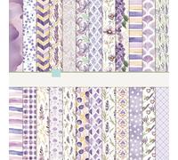 6 Inch Purple Scrapbook Paper Pad - 24 Sheets Double Sided Flower Aesthetic Supplies for Journaling Collage Art Origami Cards DIY Gift Wrapping Folded Photo Album Handmade Decor Craft