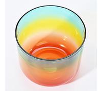 6 Inch Rainbow Colored Clear Quartz Crystal Singing Bowl, Calm Mind, Ease Soul, Balancing Body Chakra, Adjusting Emotional State, With Carry Bag(440Hz,G Tone)