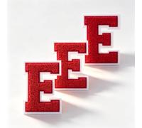 6 Inch Red Chenille Varsity Letter E Patch, 3 Pack Large Iron-On Letters for Letterman Jackets, Hoodies, Backpacks, Vests, Alphabet Cloth Patches for DIY Team & Custom Apparel