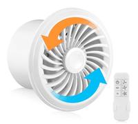 6-inch Reversible Bathroom Extractor Fan, Ø 150mm Extractor Fan with 3-speed & Remote Control, Two-way Exhaust Fan Airflow 310 m³/Hour, Wall Mounted Shower Extractor Fan for Bathroom Wall Ceiling
