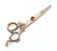 6-inch Rose Gold 440c high Hardness Japanese Barber Scissors Salon Barber Cutting and thinning Hair Barber Professional Tool, (Flat Scissors)