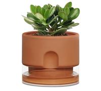 6 Inch Self Watering Pot for Indoor Plants, Terracotta Flower Pots, Self Watering Planter with Clear Reservoir, Large Outdoor Terracotta Pots, Modern Boho Gardening Gift