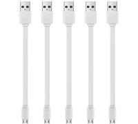 6-Inch Short Flat White Micro USB Cable - Bulk 5-Pack for Charging and Data Transfer