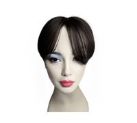 6 Inch Short Middle Part Straight Human Hair Topper Small Thin Clip-in Bangs For Mild Loss Suitable Women And Men Adds Volume(Natural Black)