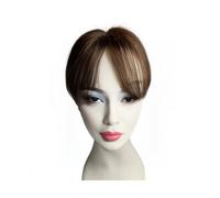 6 Inch Short Middle Part Straight Human Hair Topper Small Thin Clip-in Bangs For Mild Loss Suitable Women And Men Adds Volume(Dark Brown)