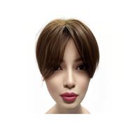 6 Inch Short Middle Part Straight Human Hair Topper Small Thin Clip-in Bangs For Mild Loss Suitable Women And Men Adds Volume(Light Brown)