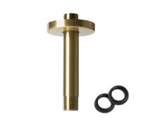 6 Inch Shower Arm with Flange, Ceiling Mounted Shower Head Extension Arm, 1/2 NPT Straight Arm for Rain Shower Head, Stainless Steel Shower Head Extension Replacement Pipe Arm, Brusheed Gold