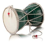 6 Inch Small Handmade Traditional Authentic Wooden & Leather Classical Indian Folk Dumroo Damroo Damaru Hand Drum Percussion Instrument Set, Decorative Collectible Showpiece World Musical Instruments