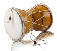 6 Inch Small Handmade Traditional Authentic Wooden & Leather Classical Indian Folk Dumroo Damroo Damaru Hand Drum Percussion Instrument Set, Decorative Collectible Showpiece World Musical Instruments