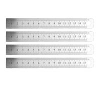 6 Inch Stainless Steel Ruler Multipack - Set of 4 Small Metal Rulers 15cm with Hanging Hole - Precision Steel Measuring Tools for Office, School - Durable Straight Edge for Engineers, Architects