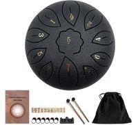 6 Inch Steel Tongue Drum 11 Note, Hand Pan Drum for Kids and Adults, Complete Set with Bag, Mallets, Music Book & Stickers, Portable Musical Instrument Gift for Beginners (Black)