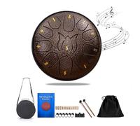 6-Inch Steel Tongue Drum with 11 Notes - Perfect for Outdoor Use and Garden Music(Brown)