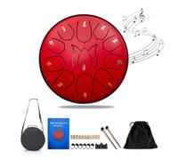 6-Inch Steel Tongue Drum with 11 Notes - Perfect for Outdoor Use and Garden Music(Red)