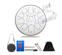 6-Inch Steel Tongue Drum with 11 Notes - Perfect for Outdoor Use and Garden Music(White)