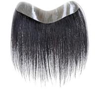 6-Inch Straight Black Human Hair Patch for Receding Hairlines, Universal Use for Men & Women