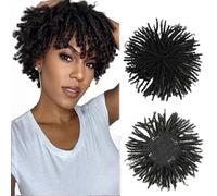 6 Inch Synthetic Topper Dreadlock Hair Topper with clips in Short Dreadlocs Hair Pieces Wiglets Hairpieces Black Toupee Dirty Braids Topper for Black Men Women with thinning hair (1B)
