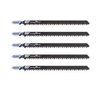 6-Inch T344D Long Jigsaw Blades Set, 5pcs T-Shank Contractor Straight-cut Jig Saw Blade Designed for Quick Cutting Thick Construction Timber, Softwood, Chipboards, Wood Core Plywood.