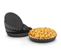 6 Inch Tart Pan, Beasea 4pcs Small Pie Pans Removable Bottom Mini Tart Pans Non Stick Pie Pan, Loose Bottom Fluted Tart Pan Round Instant Pot Quiche Pan for Oven Baking