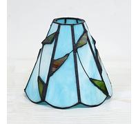 6-Inch Tiffany Lampshade Replacement Pastoral Floral Stained Glass Lamp Vintage Green Leaf Shade Light Cover Accessories 1-5/8-Inch Fitter Opening Only for Pendant Lights, Table Lamp,Blue