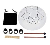6 - Inch Tongue Drum, 8 - Tone Hand Pan Drum with Drumsticks, Ethereal Percussion Instrument Made of Steel Alloy for Meditation Yoga Music Therapy and (White)