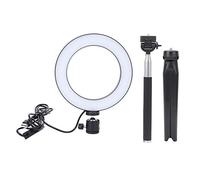6 Inch USB LED Ring Light, Dimmable Fill Light with Desktop Tripod and Selfie Stick, Beauty Light for Photography Makeup Video Calls, 10 Level Stepless Dimming White Warm