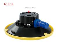 6 Inch Vacuum Suction Cup Mount Base with Hand Pump for Glass, Metal, Countertops - Heavy Duty Rubber Sucker with M6/M8 1/4" 3/8" Threaded Aluminum Base, Yellow 6.35mm