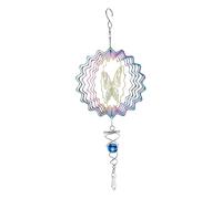 6 Inch Wind Spinners for Garden Hanging Wind Spinners Metal 3D Wind Chimes with Ball Spiral Tail for Outdoor Yard Art Decoration Butterfly, Hanging Garden Spinner
