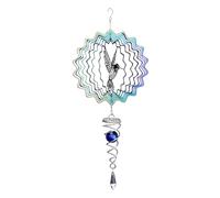 6 Inch Wind Spinners for Garden Hanging Wind Spinners Metal 3D Wind Chimes with Ball Spiral Tail for Outdoor Yard Art Decoration Hummingbird, Hanging Garden Spinner