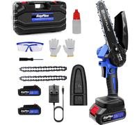 (6 Inch with 2 Battery) 21V/550W Mini Chainsaw 4+6'' Cordless Powerful Electric Chain Saw Battery for Makita One-Handed Chainsaw