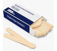 6 Inch Wooden Tongue Depressors - 100 Pcs, Natural Birch Wood, Smooth Rounded Tips, Splinter-Free, Disposable & Hygienic for Medical, Waxing, Tattoo & Craft Use