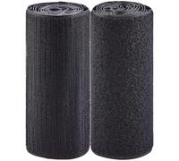 (6 Inch x 3 FT) Strips with Adhesive for Fabric, Stick On for Fabric, No Sew Sticky Back for Clothes, Curtains - Heavy Duty Double Sided Hook and Loop Hem Tape Fasteners, No Sewing No Iron, Black