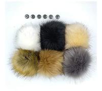 6 Inch XLarge Faux Fur Snap Pompoms Ball Mixed Color Fluffy Pompom with Press Button Removable for Knitting Hats Scarves Shoes Bag Charms Accessories (6)