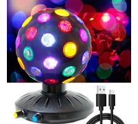 6 Inches Disco Ball Light Adjustable Rotating Speed and Brightness Party Lights Strobe Lamp Stage Light with USB Cable for Kids Birthday Gathering Xmas Décor (USB/AA Battery Power) (Black)