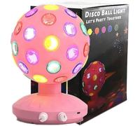 6 Inches Disco Ball Light Adjustable Rotating Speed and Brightness Party Lights Strobe Lamp Stage Light with USB Cable for Kids Birthday Gathering Xmas Décor (USB/AA Battery Power) (Pink)