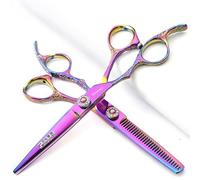 6 Inches Porfessional Left-Handed Hairdressing Scissors Set,Japanese Stainless Steel Hair Cutting Shears for Women & Men (Two-Piece Set - A)