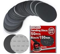 6 Inches Wet & Dry Sanding Discs 400 Grit Sandpaper, 50Pcs Hook & Loop Water Orbital Sander Pads Car Sanding Kit for Automotive Polishing, Wall, Wood, Metal Restoration, Glass & Ceramic Finishing