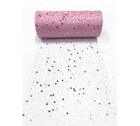 6 inches x 25 Yards Glitter Tulle Fabric Roll Hexagon Sequins Mesh Fabric Spool Tutu Skirt Bady Shower Wedding Party Birthday Decoration (Pink)