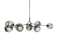 6 Industrial Iron Art Chandelier Mid Century Pendant Lighting Adjustable Ceiling Fixture for Hallway Bar Kitchen,Smoke Gray,8 Light Fixture(Blue,7 Lights)