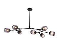 6 Industrial Iron Art Chandelier Mid Century Pendant Lighting Adjustable Ceiling Fixture for Hallway Bar Kitchen,Smoke Light Fixture(Smoke Gray,7 Lights)