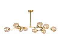 6 Industrial Iron Art Chandelier Mid Century Pendant Lighting Adjustable Ceiling Fixture for Hallway Bar Kitchen,Blue,3 Light Fixture(Amber,9 Lights)