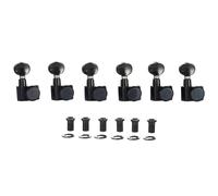 6 Inline 21:1 Dual Pin (No Screw) Guitar Locking Tuners 2 Pin Tuning Keys Pegs Locking Tuning Machines Compatible with American Series ST/TL Guitars Black Vintage Oval Key