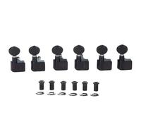 6 Inline 21:1 Dual Pin (No Screws) Guitar Tuners 2 Pin Tuning Keys Pegs Tuning Machines Compatible with American Series ST/TL Guitars Vintage Oval Key Black