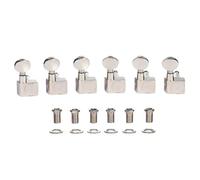 6 Inline 21:1 Dual Pin (No Screws) Guitar Tuners 2 Pin Tuning Keys Pegs Tuning Machines Compatible with American Series ST/TL Guitars Vintage Oval Key Nickel