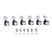 6 Inline 21:1 Dual Pin (No Screws) Guitar Tuners 2 Pin Tuning Keys Pegs Tuning Machines Compatible with American Series ST/TL Guitars Vintage Oval Key Black with Chrome
