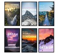 6 Inspirational Posters - Motivational Posters for Classroom, Nature Posters, Motivational Wall Art. Inspirational Wall Art for Office. (Scenery, unframed, 11x17 In, Set of 6)