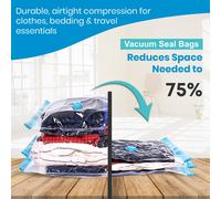 Bramble - 20 Pack Vacuum Storage Bags for Clothes - Extra Large Vacuum Bags for Duvets - Travel Space Saver Pack - Includes 7 Different Durable Sizes & Hand Pump Airtight Valve
